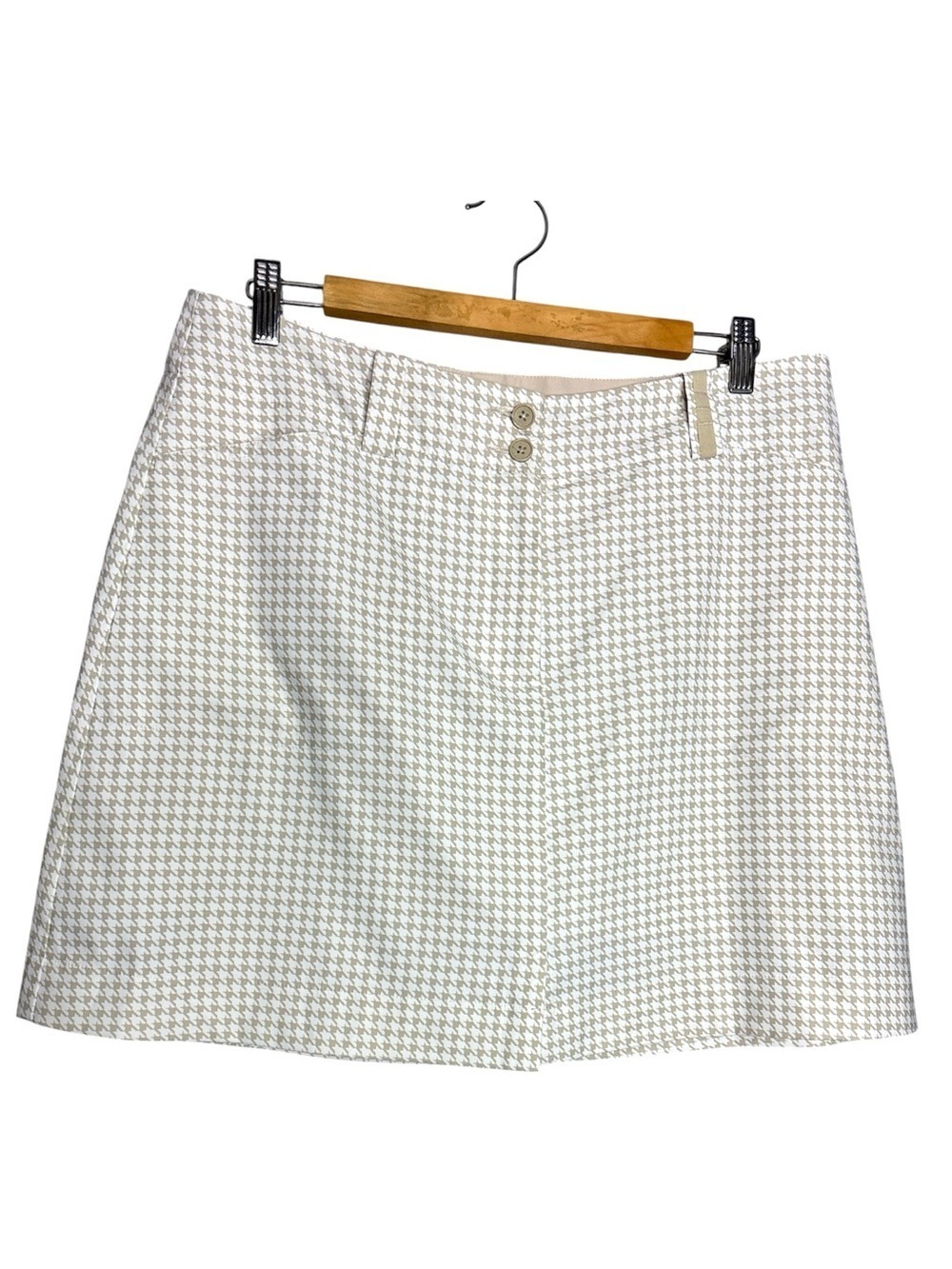 Nike Golf Fit Dry Tan & White Houndstooth Skort Skirt Preppy, Size 12